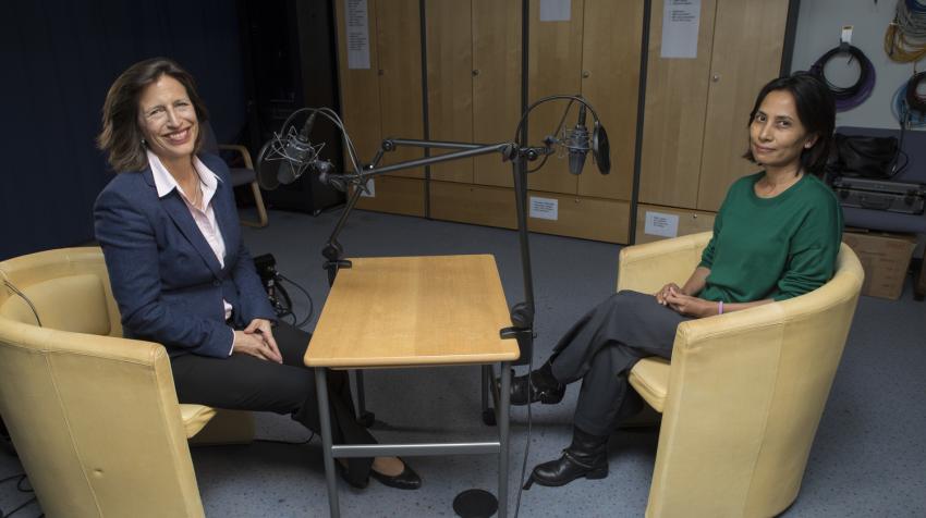 Melissa Fleming, head of UNHCR’s Global Communications Service and Spokesperson for the High Commissioner, interviews Monique Sokhan, UNHCR’s Assistant Representative for Protection in Lebanon, for the second season of Awake at Night. 